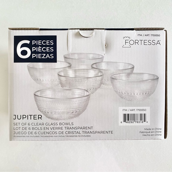 NEW Fortessa Jupiter 6 count glass bowls in Clear - Picture 1 of 9